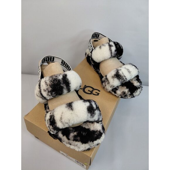 Ugg Women's Oh Yeah Marble Shearling Slide Slippers Size 8  '' SIGNS OF USE'' - Picture 1 of 12